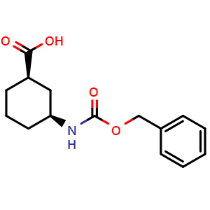 Chemical structure of (1R,3S)-3-(Carbobenzoxyamino)cyclohexanecarboxylic Acid , CAS 1259278-10-8, AChemBlock AD282119