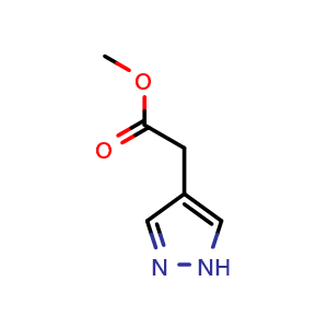 Chemical structure of Methyl 2-(1H-pyrazol-4-yl)acetate , CAS 1276076-00-6, AChemBlock AD282121