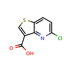 Chemical structure of 5-Chlorothieno[3,2-b]pyridine-3-carboxylic acid , CAS 1356016-34-6, AChemBlock AD282127