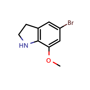 Chemical structure of 5-Bromo-7-methoxyindoline , CAS 1369111-96-5, AChemBlock AD282129