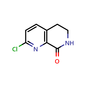 Chemical structure of 2-Chloro-6,7-dihydro-1,7-naphthyridin-8(5H)-one , CAS 1375452-66-6, AChemBlock AD282131