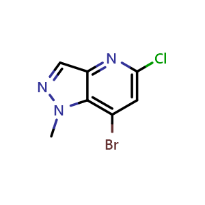 Chemical structure of 7-Bromo-5-chloro-1-methyl-1H-pyrazolo[4,3-b]pyridine , CAS 1426254-96-7, AChemBlock AD282139