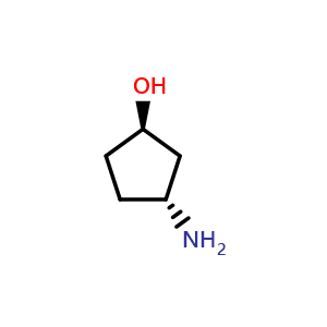 Chemical structure of rel-(1R,3R)-3-Aminocyclopentan-1-ol , CAS 167298-58-0, AChemBlock AD282154
