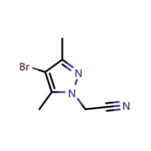 Chemical structure of 2-(4-Bromo-3,5-dimethyl-1H-pyrazol-1-yl)acetonitrile , CAS 175137-59-4, AChemBlock AD282157