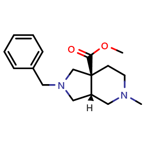 Chemical structure of Methyl rel-(3aR,7aS)-2-benzyl-5-methyloctahydro-7aH-pyrrolo[3,4-c]pyridine-7a-carboxylate , CAS 1807941-67-8, AChemBlock AD282161