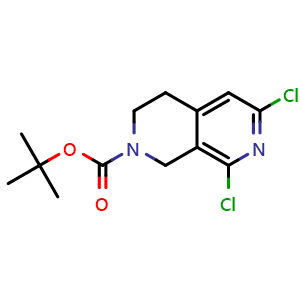 Chemical structure of tert-Butyl 6,8-dichloro-3,4-dihydro-2,7-naphthyridine-2(1H)-carboxylate , CAS 1956331-16-0, AChemBlock AD282165