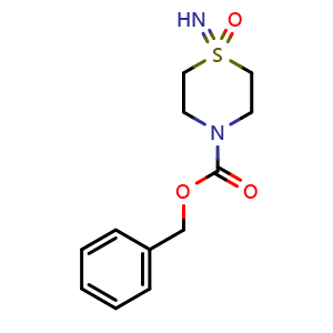 Chemical structure of Benzyl 1-imino-1-oxo-1,4-thiazinane-4-carboxylate , CAS 2094335-08-5, AChemBlock AD282171