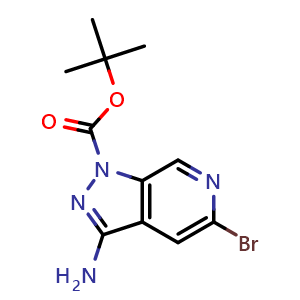 Chemical structure of tert-Butyl 3-amino-5-bromo-1H-pyrazolo[3,4-c]pyridine-1-carboxylate , CAS 2201100-15-2, AChemBlock AD282176