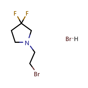 Chemical structure of 1-(2-Bromoethyl)-3,3-difluoropyrrolidine hydrobromide , CAS 2287283-91-2, AChemBlock AD282181