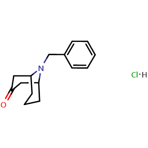 Chemical structure of 9-Benzyl-9-azabicyclo[3.3.1]nonan-3-one hydrochloride , CAS 2291-59-0, AChemBlock AD282182