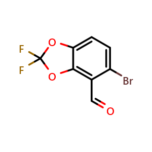 Chemical structure of 5-Bromo-2,2-difluorobenzo[d][1,3]dioxole-4-carbaldehyde , CAS 2631058-90-5, AChemBlock AD282195