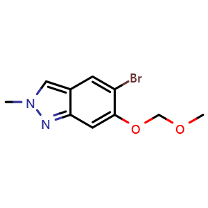 Chemical structure of 5-Bromo-6-(methoxymethoxy)-2-methyl-2H-indazole , CAS 2757319-40-5, AChemBlock AD282205