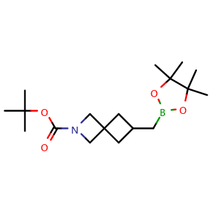 Chemical structure of tert-Butyl 6-((4,4,5,5-tetramethyl-1,3,2-dioxaborolan-2-yl)methyl)-2-azaspiro[3.3]heptane-2-carboxylate , CAS 2769820-89-3, AChemBlock AD282209