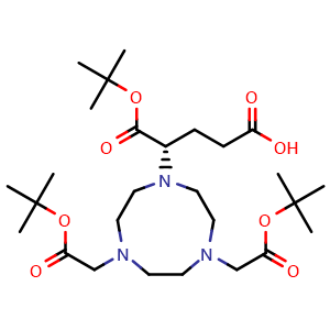 Chemical structure of (S)-4-(4,7-Bis(2-(tert-butoxy)-2-oxoethyl)-1,4,7-triazonan-1-yl)-5-(tert-butoxy)-5-oxopentanoic acid , CAS 438553-50-5, AChemBlock AD282225