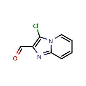 Chemical structure of 3-Chloroimidazo[1,2-A]Pyridine-2-Carbaldehyde , CAS 497058-00-1, AChemBlock AD282228