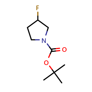 Chemical structure of tert-Butyl 3-fluoropyrrolidine-1-carboxylate , CAS 518063-52-0, AChemBlock AD282230