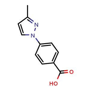 Chemical structure of 4-(3-Methyl-1H-pyrazol-1-yl)benzoic acid , CAS 72899-91-3, AChemBlock AD282242