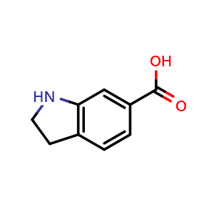 Chemical structure of 2,3-Dihydro-1H-indole-6-carboxylic acid , CAS 732922-86-0, AChemBlock AD282243
