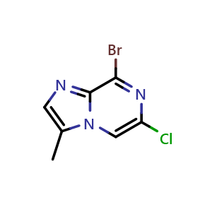 Chemical structure of 8-Bromo-6-chloro-3-methylimidazo[1,2-a]pyrazine , CAS 84066-11-5, AChemBlock AD282245