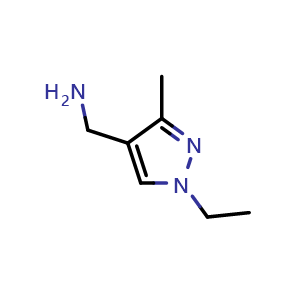Chemical structure of (1-Ethyl-3-methyl-1H-pyrazol-4-yl)methylamine , CAS 848436-19-1, AChemBlock AD282248