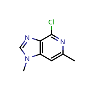 Chemical structure of 4-Chloro-1,6-dimethyl-1H-imidazo[4,5-C]pyridine , CAS 870135-17-4, AChemBlock AD282253