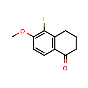 Chemical structure of 5-Fluoro-6-methoxy-1,2,3,4-tetrahydronaphthalen-1-one , CAS 88288-05-5, AChemBlock AD282254