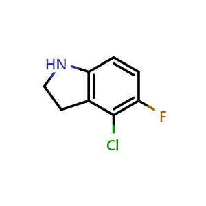 Chemical structure of 4-Chloro-5-fluoroindoline , CAS 903551-32-6, AChemBlock AD282259