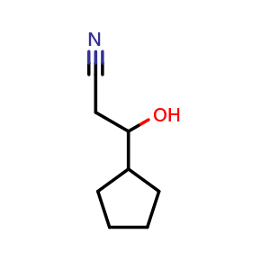 Chemical structure of 3-Cyclopentyl-3-hydroxypropanenitrile , CAS 906453-83-6, AChemBlock AD282260