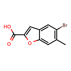 Chemical structure of 5-Bromo-6-methylbenzofuran-2-carboxylic acid , CAS 934660-14-7, AChemBlock AD282264