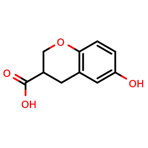 Chemical structure of 6-Hydroxychromane-3-carboxylic acid , CAS 942076-84-8, AChemBlock AD282266