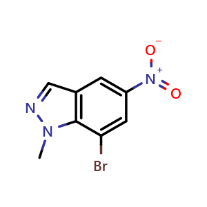 Chemical structure of 7-Bromo-1-methyl-5-nitro-1H-indazole , CAS 952183-39-0, AChemBlock AD282272