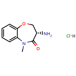 Chemical structure of (S)-3-Amino-5-methyl-2,3-dihydrobenzo[b][1,4]oxazepin-4(5H)-one hydrochloride , CAS 958488-72-7, AChemBlock AD282275