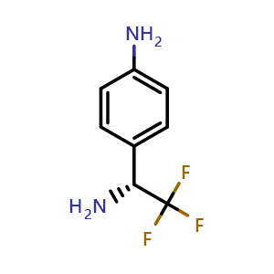 Chemical structure of (R)-4-(1-Amino-2,2,2-trifluoroethyl)aniline , CAS 1213382-95-6, AChemBlock AD282279
