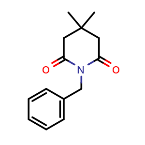 Chemical structure of 1-Benzyl-4,4-dimethylpiperidine-2,6-dione , CAS 106754-11-4, AChemBlock AD282286