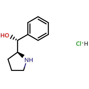 Chemical structure of (R)-Phenyl((S)-pyrrolidin-2-yl)methanol hydrochloride , CAS 111492-62-7, AChemBlock AD282288