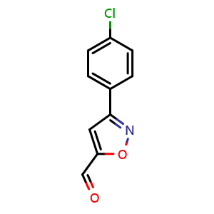 Chemical structure of 3-(4-Chlorophenyl)isoxazole-5-carbaldehyde , CAS 121769-18-4, AChemBlock AD282291