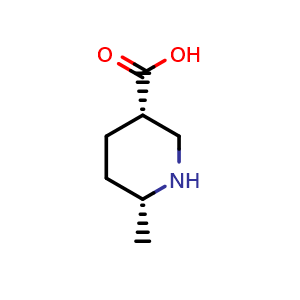 Chemical structure of (3S,6R)-6-Methylpiperidine-3-carboxylic acid , CAS 1227999-81-6, AChemBlock AD282292