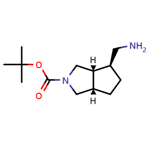 Chemical structure of rel-(3aR,4S,6aS)-tert-Butyl 4-(aminomethyl)hexahydrocyclopenta[c]pyrrole-2(1H)-carboxylate , CAS 1251019-89-2, AChemBlock AD282293