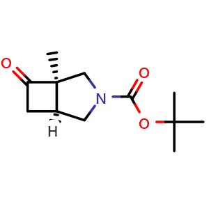Chemical structure of tert-Butyl rel-(1R,5S)-1-methyl-7-oxo-3-azabicyclo[3.2.0]heptane-3-carboxylate , CAS 1263378-91-1, AChemBlock AD282294