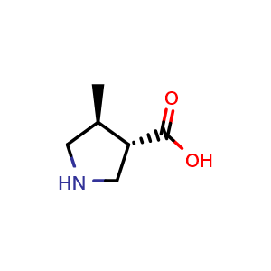 Chemical structure of (3S,4S)-4-Methylpyrrolidine-3-carboxylic acid , CAS 1279049-38-5, AChemBlock AD282298
