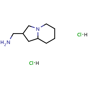 Chemical structure of (Octahydroindolizin-2-yl)methanamine dihydrochloride , CAS 1315365-11-7, AChemBlock AD282299