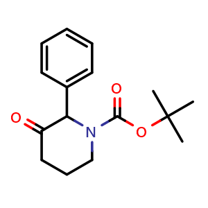 Chemical structure of tert-Butyl 3-oxo-2-phenylpiperidine-1-carboxylate , CAS 148701-78-4, AChemBlock AD282305