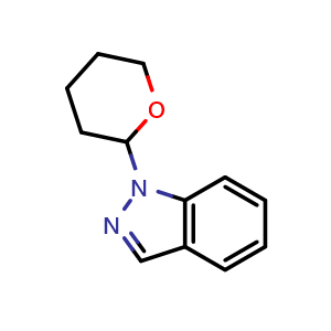 Chemical structure of 1-(Tetrahydro-2H-pyran-2-yl)-1H-indazole , CAS 167165-39-1, AChemBlock AD282306