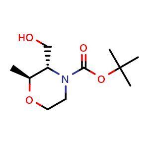 Chemical structure of (2S,3S)-tert-Butyl 3-(hydroxymethyl)-2-methylmorpholine-4-carboxylate , CAS 1787250-25-2, AChemBlock AD282309