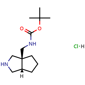 Chemical structure of (3aS,6aS)-tert-Butyl ((octahydrocyclopenta[c]pyrrol-3a-yl)methyl)carbamate hydrochloride , CAS 1807914-33-5, AChemBlock AD282310