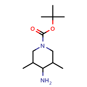 Chemical structure of tert-Butyl 4-amino-3,5-dimethyl-piperidine-1-carboxylate , CAS 2016343-18-1, AChemBlock AD282319