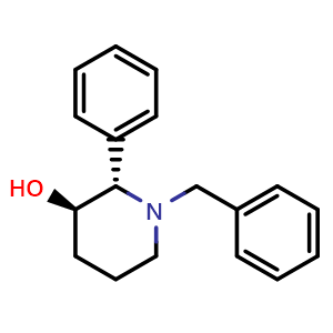 Chemical structure of (2S,3R)-1-Benzyl-3-hydroxy-2-phenylpiperidine , CAS 220058-24-2, AChemBlock AD282324