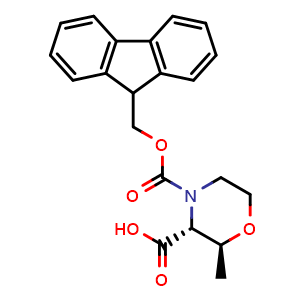 Chemical structure of (2S,3R)-4-(((9H-Fluoren-9-yl)methoxy)carbonyl)-2-methylmorpholine-3-carboxylic acid , CAS 2287238-20-2, AChemBlock AD282326