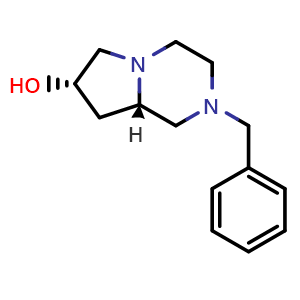 Chemical structure of (7S,8aS)-2-Benzyloctahydropyrrolo[1,2-a]pyrazin-7-ol , CAS 259661-65-9, AChemBlock AD282332