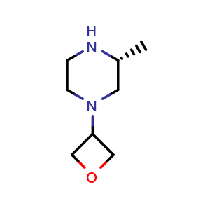 Chemical structure of (R)-3-Methyl-1-(oxetan-3-yl)piperazine , CAS 2704255-50-3, AChemBlock AD282333